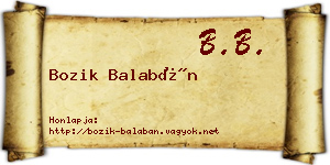 Bozik Balabán névjegykártya